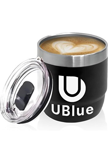 Generic UBlue 6oz Insulated Coffee Mug – Stackable, Scratch-Resistant, Spill-Proof Magnetic Slider Lid, Wa