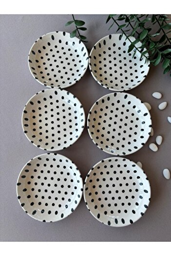 Yiğit Seramik Züccaciye Elegance Polka Dot 6 Piece Round Breakfast Bowl
