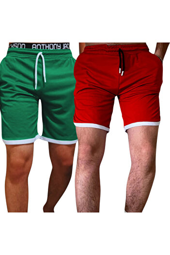 Relax family xf Men's Black White Red Green Sports Shorts Basketball Football Striped Shorts Fitness Running Bermuda