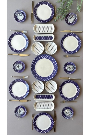 Yiğit Seramik Züccaciye Retro 6-Person 21-Piece Breakfast Set