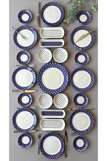 Yiğit Seramik Züccaciye Retro 8-Person 25-Piece Breakfast Set