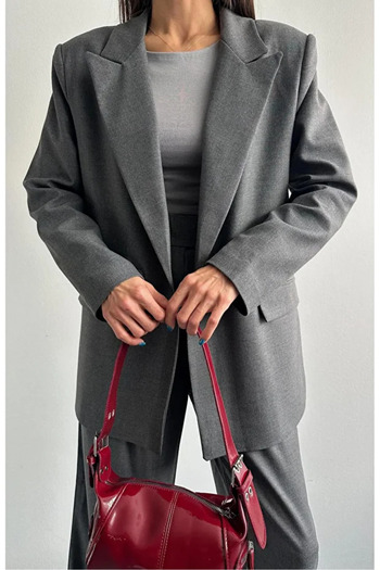GALAVİP Women's Oversize Polyviscose Premium Fabric Lined Blazer Jacket