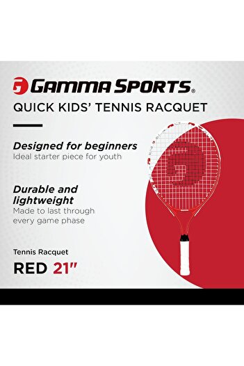 Gamma Sports Junior Tennis Racquet: Quick Kids 19 Inch Tennis Racket - Prestrung Racquets for Youth
