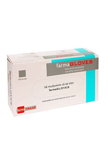 FARMAGLOVES Cutie 100x Manusi Nitril, Farma Gloves, Texturate, Nepudrate, Albastre, Marimea XL