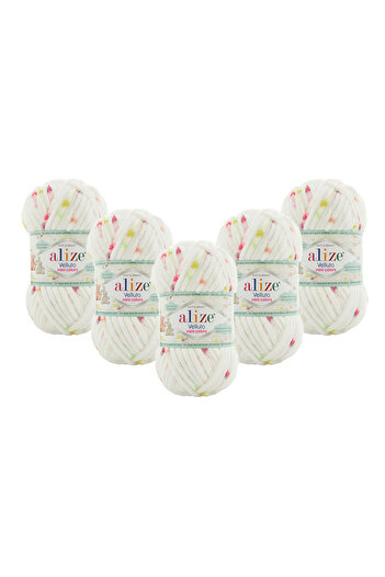 Alize 5 τεμάχια Velluto Mini Colors Velvet νήματα πλεξίματος χειρός 8114