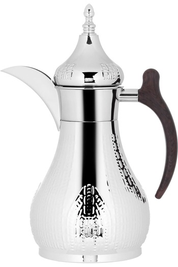 Alsaif Gallery Steel Thermos, 1 litre, wooden hand engraved, steel inner case, steel outer case