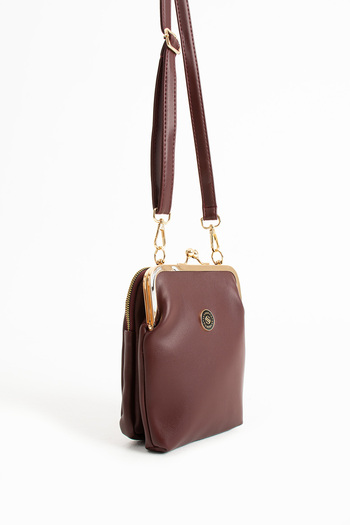 Sanmorris Women's Scholarship Gold Accessory Adjustable Cross Strap Faux Leather Shoulder and Crossbody Bag