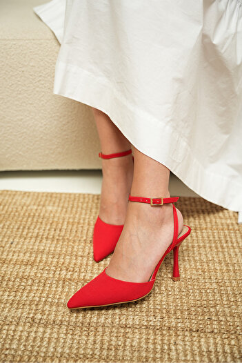 LAMİNTA Sirius Electric Red Tie Women's Heel Shoes