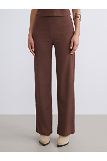 LC Waikiki Elastic Waist Textured Wide Leg Women's Trousers