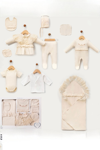 Cherub Baby Removable Mobile Lace Collar Baby Girl Newborn 10 Piece Hospital Release Bodysuit Set