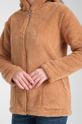 MODA VUSLAT Women's Camel Color Fleece Cardigan