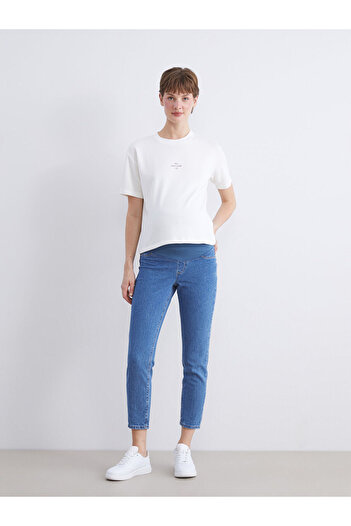 LC Waikiki Indigo Slim Mom Maternity Jeans with Abdominal Panel