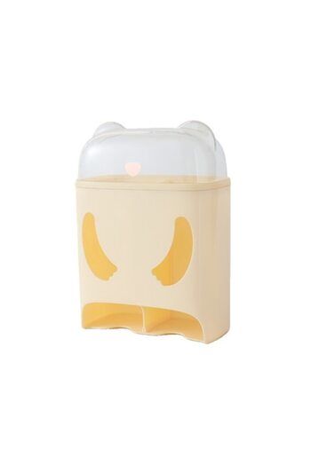 Tim Wall-Mounted Storage Box, Adhesive, No Drilling, Bear Design, 18 x 11 x 25 cm, Cream