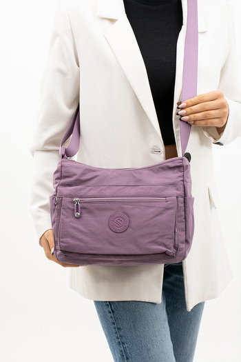 VESSARA Women's Multi-Eye Waterproof Parachute Fabric Adjustable Cross Strap Purple Shoulder Bag
