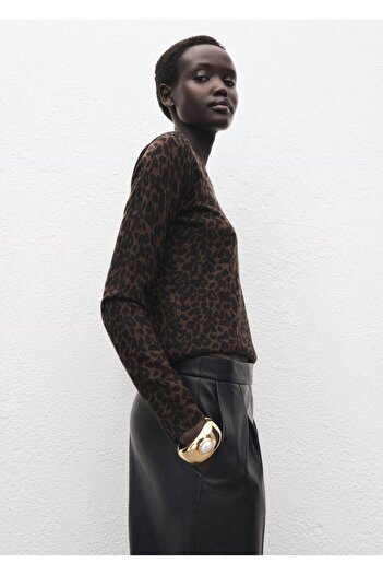 MANGO Woman Leopar desenli ribana kazak