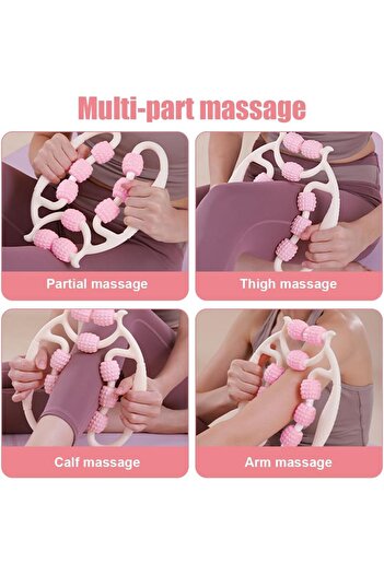 NETAVANTAJ Manual Massager with 9 Wheels for Legs, Calves, Neck and Body Massage, White