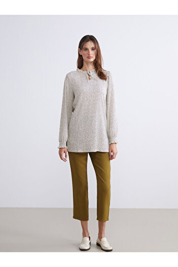 LC Waikiki New Season Lace-Up Collar Polka Dot Women's Tunic