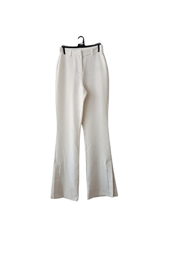 Namaste Vintage White Color Long Pants with Slit at Leg