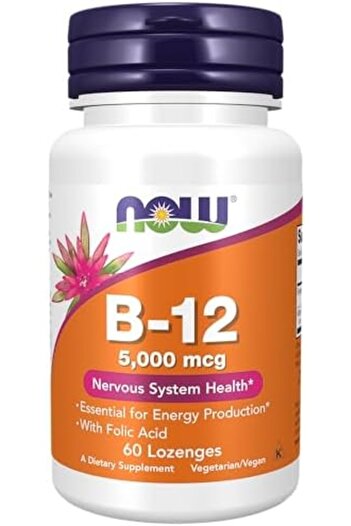 Now Supplements, Vitamin B-12 5000 mcg with Folic Acid, Nervous System Health, 60 Tablets