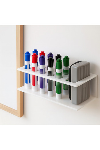 Pleksi Marketi White Acrylic Writing Board Pen Holder --1 Pc--