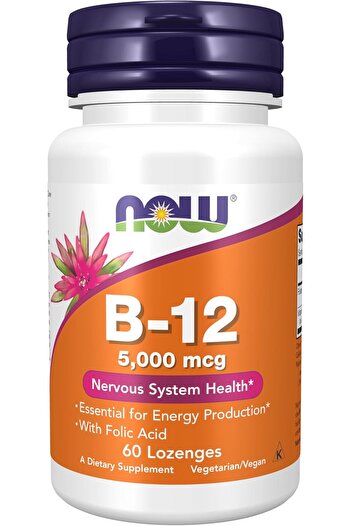 Now Supplements, Vitamin B-12 5000 mcg with Folic Acid, Nervous System Health, 60 Tablets