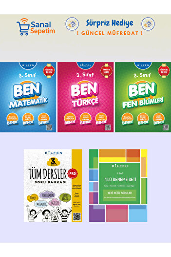 Bilfen Yayıncılık 3. Sınıf Ben Matematik - Fen Bilimleri - Türkçe Tüm Dersler PRO 4'lü Deneme Soru Bankası
