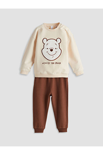 LC Waikiki LCW babyBej Bisiklet Yaka Uzun Kollu Winnie The Pooh Baskılı Erkek Bebek Pijama Takımı