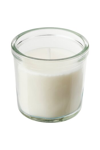 IKEA JÄMLIK Scented candle in glass, Vanilla/light beige, 20 hr
