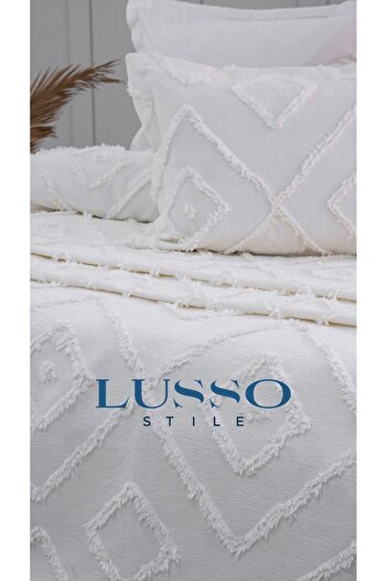 LUSSO Stile Double Ecru Nordic Bedspread 250X260 and 2 Pillowcases