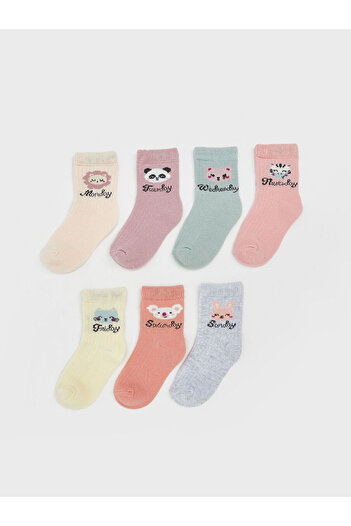 LC Waikiki Lcw Printed Baby Girl Socks 7 Pack (W5)
