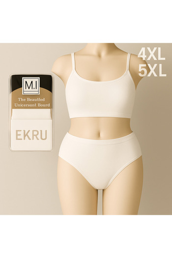 Emay Korse Women's Mi Panties Plus Size High Waist 1St Quality Ecru Color with 4XL and 5XL Options