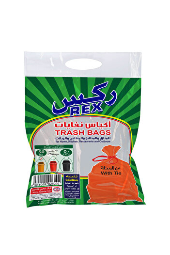 REX Tie Garbage Bag Color, 50 Gallon