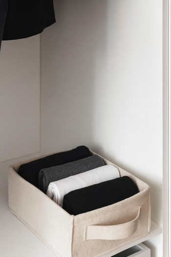 YUNUSOĞLU HOME Cream Closet Organizer, Laundry, Toy Organizer, Storage Box, Felt Basket Organizer 38X25X13 cm