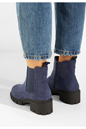 B T Shoes Γυναικεία μποτάκια μπλε Alyona