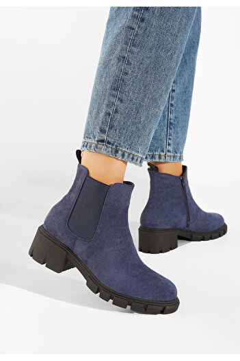 B T Shoes Γυναικεία μποτάκια μπλε Alyona