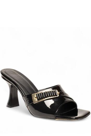 NESSİMO Black Patent Leather Heeled Slippers N265304