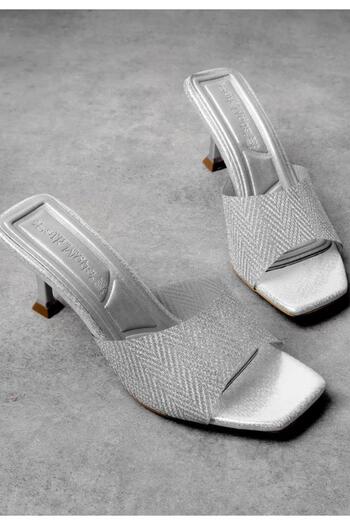 NESSİMO Platinum Silvery Heeled Slippers N265357