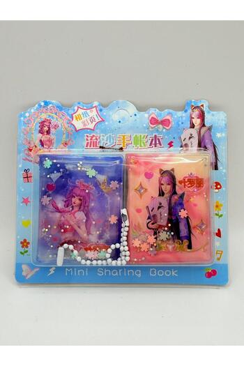 KATREMİA 4 Pieces (2X2 Li) Mini 24 Pages Water Glitter Cover Cute Girls Sticker Notebook 6X3