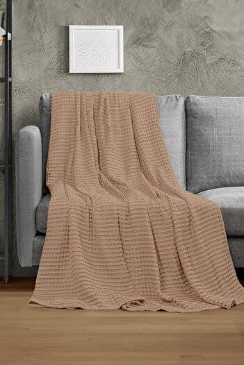 TeksNil Home | 100% Cotton Waffle Pattern Single Pink Bedspread | Bedspread | 160x230 | Multi-Purpose Cover