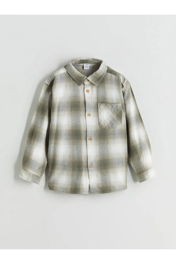 LC Waikiki Lcw Kidskhaki Long Sleeve Plaid Boys Shirt