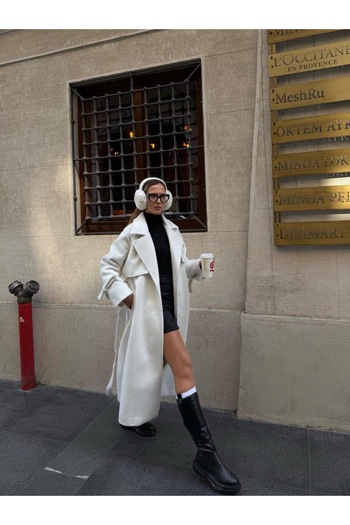 AÈC PRIVÈ Women's New Season Premium Quality Selena Cashmere Coat 7777