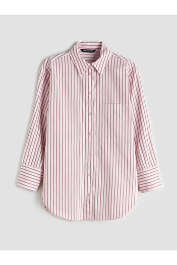 LC Waikiki Çizgili Poplin Kadın Gömlek Tunik