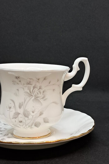 Royal Albert Smoke Gray Bone China England Vintage Double Coffee Cup 2 Pieces 110 ml
