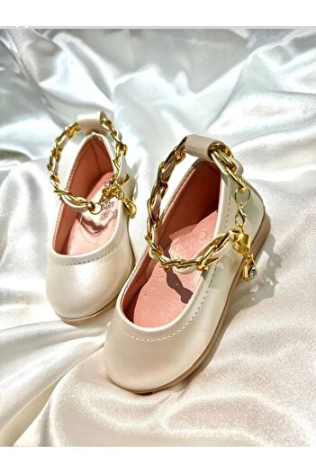 STELLA BUTİK Girl's Ballerina Ballet Shoes with Metal Detail on the Ankle
