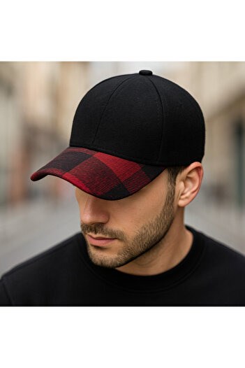 MEKİK BUTİK Red Black Checkered Cashmere Hat