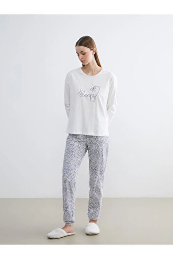 LC Waikiki Crew Neck Printed Women's Pajamas Set