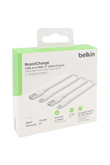 Belkin BoostCharge USB-C to USB-A (2 Pack) Standard Cable