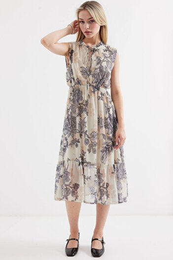 Hiccup Bdart Floral Print Midi Dress with Belt