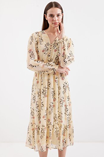 Hiccup Bdart Buttoned V-Neck Midi Dress
