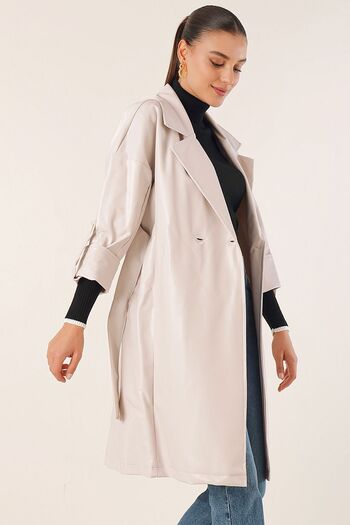 Hiccup Bdart Lace-Up Faux Leather Trench Coat